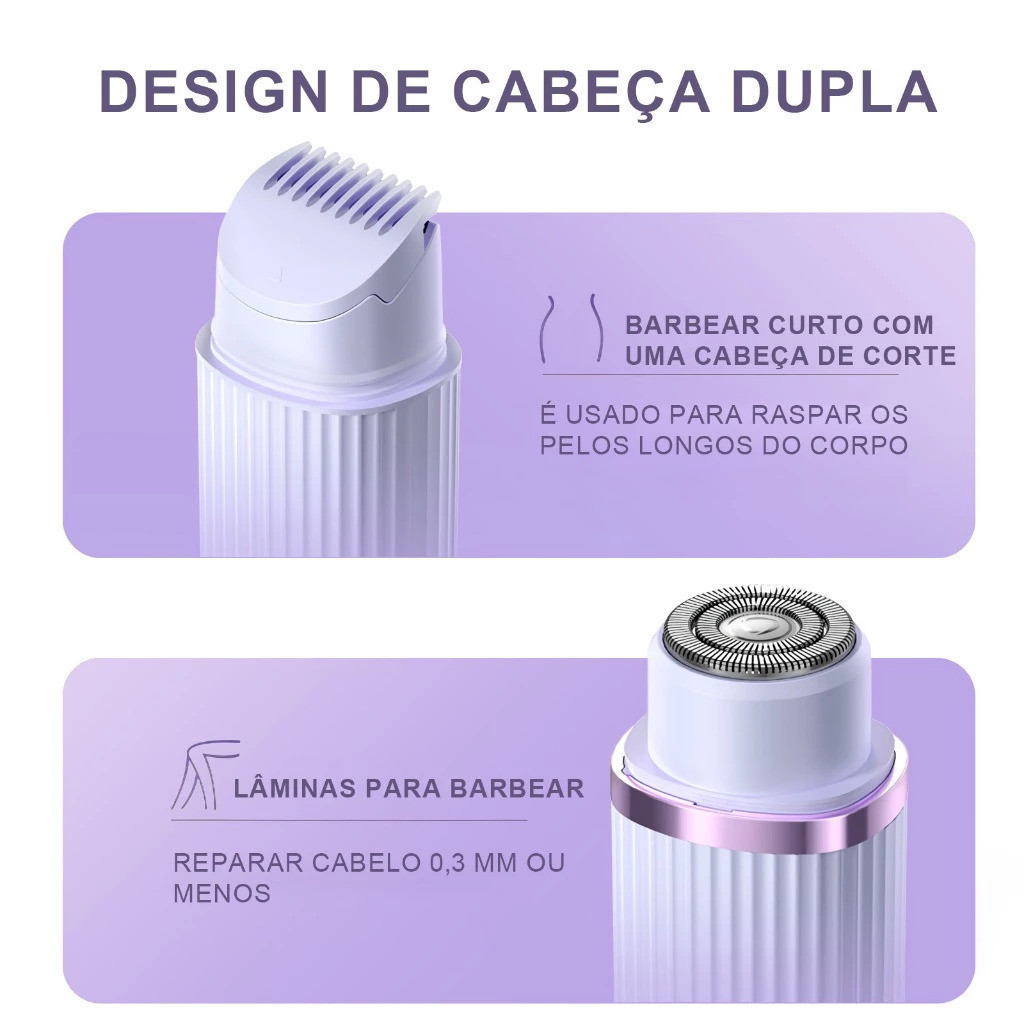 Depiladora Elétrica Recarregável Multifuncional 3 em 1 – À Prova d’Água